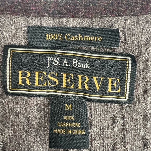 JOS. A. BANK RESERVE Brown Cashmere Cable Knit Crewneck Men's Medium Sweater - Picture 4 of 8
